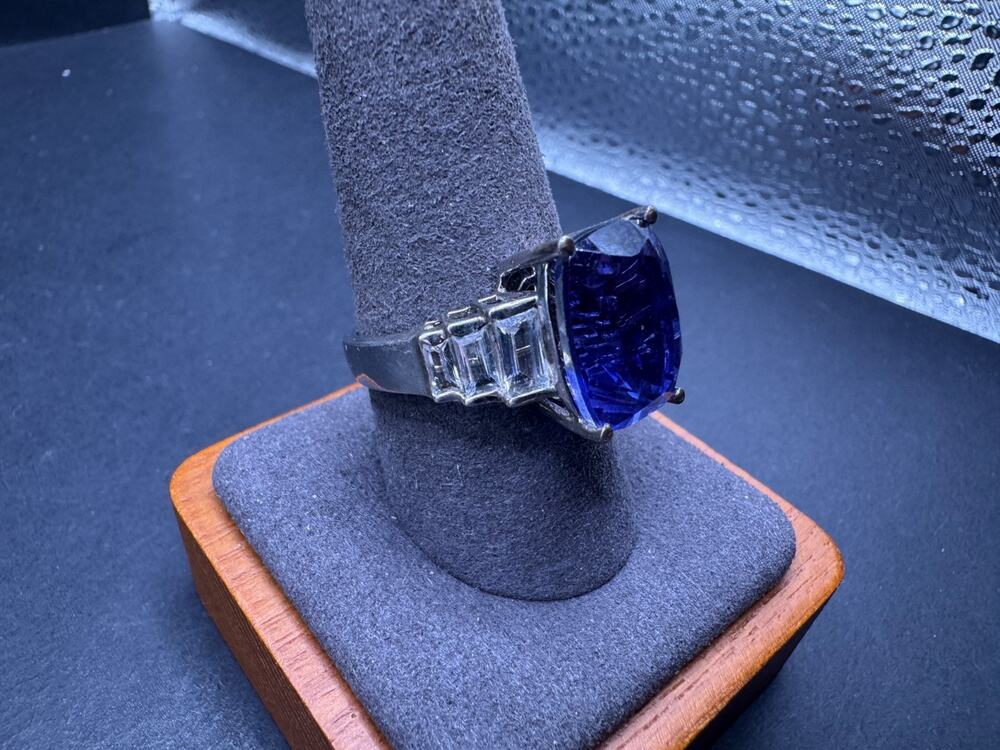 STS Chuck Clemency Sterling Silver 925 Sapphire & White Topaz Ring Sz 10